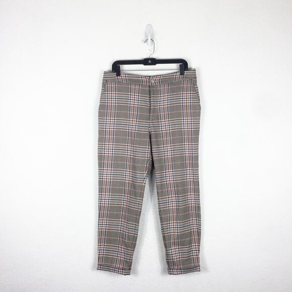 Anthropologie Malcolm Plaid Tapered Trousers Size 10 High Rise Preppy Minimalist - Picture 3 of 14